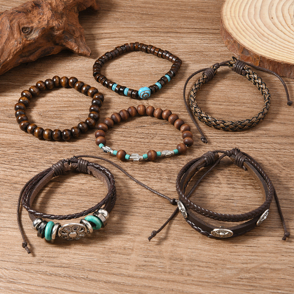 Bullhead Hand-woven Multi-layer Elastic String Men's Bracelet