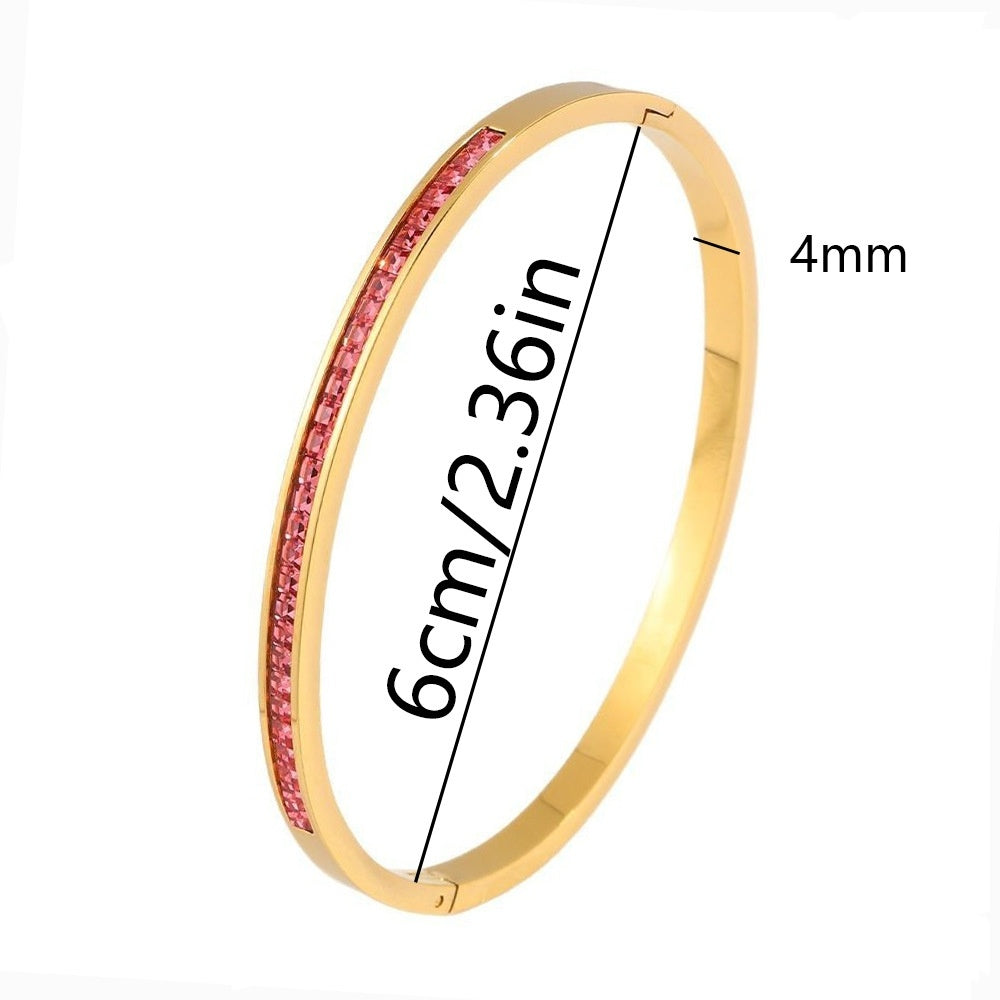 Titanium Steel Electroplated Diamond Silver Bracelet European And American Fashion Bracelet Ornament