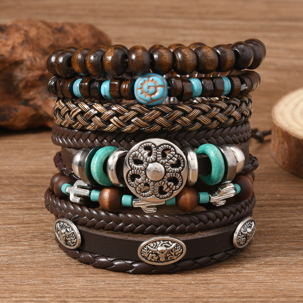 Bullhead Hand-woven Multi-layer Elastic String Men's Bracelet