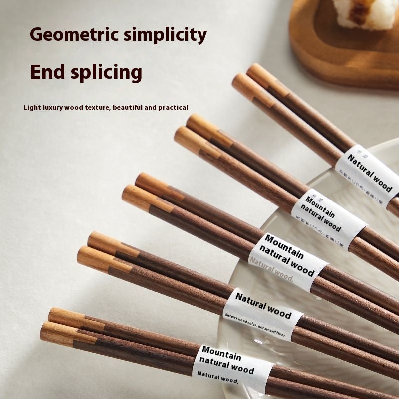 Creative Japanese High-end Solid Wood Chopsticks Black Walnut Pointed Home Non-slip