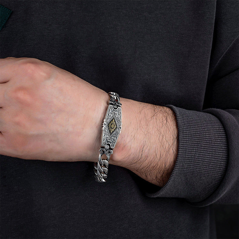 New Men's Baidu Power Style Personalized Retro Hip Hop Bracelet