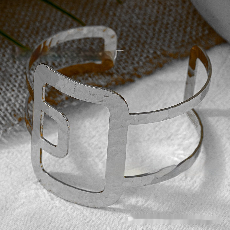 Square Hollow Splicing Open-ended Bracelet