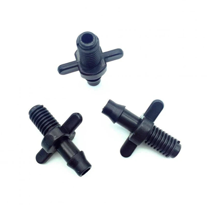 1/4" Barbed Straight Connector with Threaded Garden Hose Fittings Agricultura Irrigation Garden Pipe Connectors 50 PCs