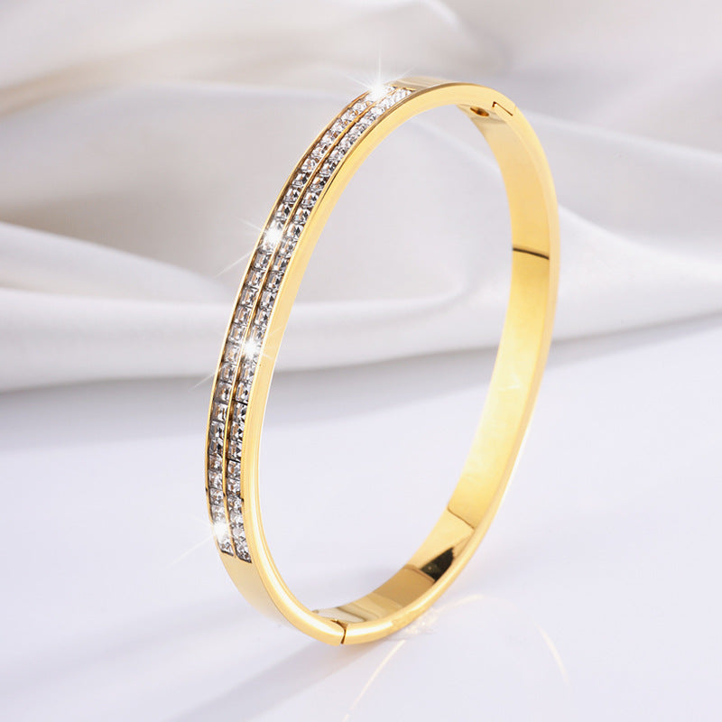 Stainless Steel Women's Starry Exquisite Double Row Diamond Bracelet
