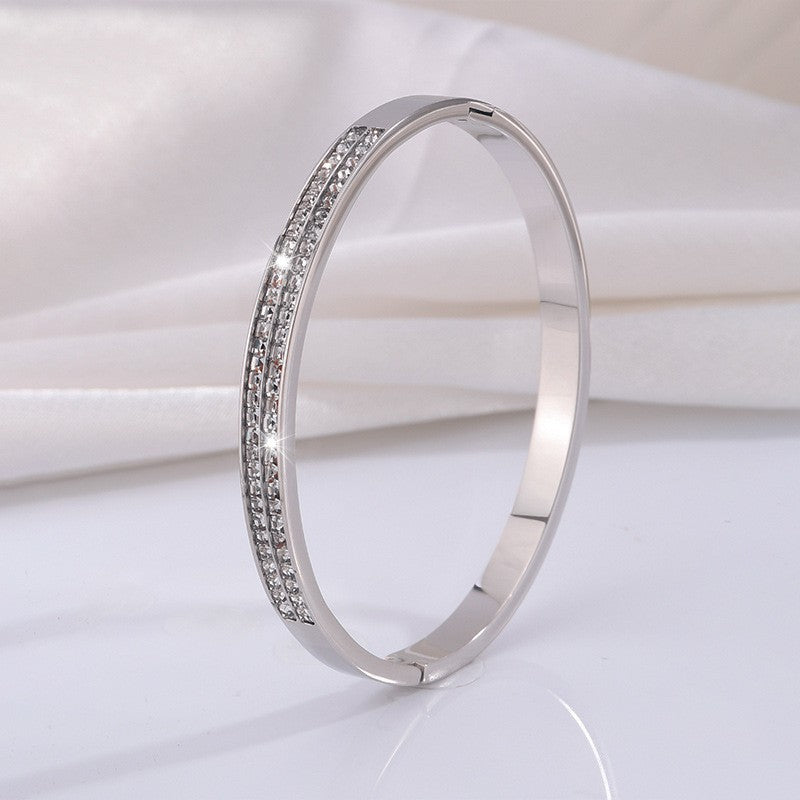 Stainless Steel Women's Starry Exquisite Double Row Diamond Bracelet