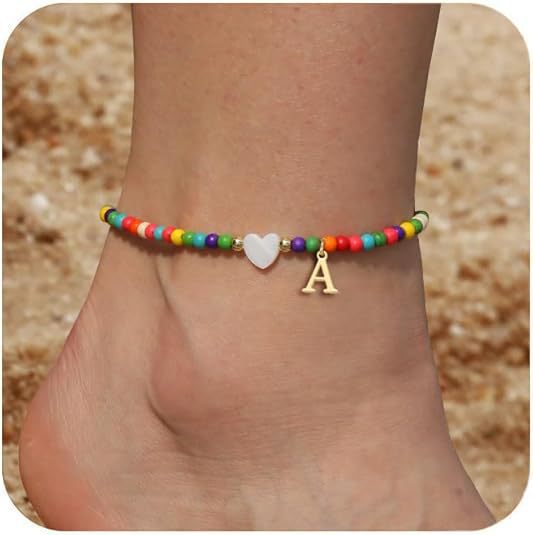 French Minority Colorful Shining Zircon Snake Chain Leather Rope Beach Love Anklet