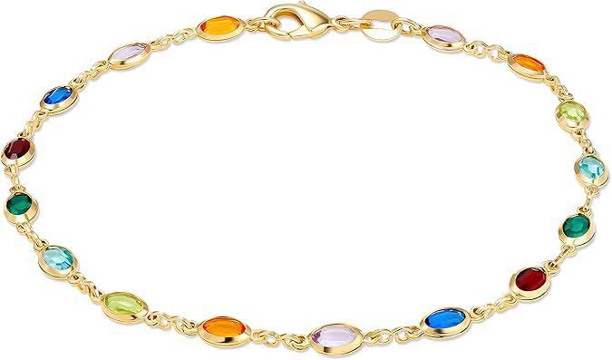 French Minority Colorful Shining Zircon Snake Chain Leather Rope Beach Love Anklet