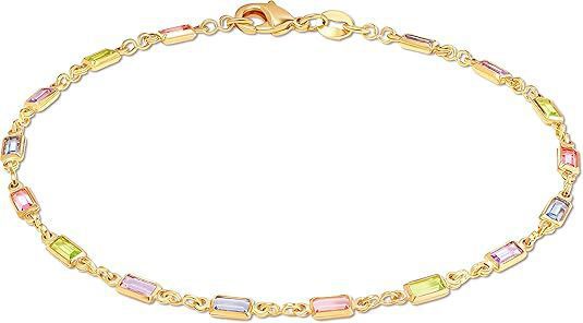 French Minority Colorful Shining Zircon Snake Chain Leather Rope Beach Love Anklet