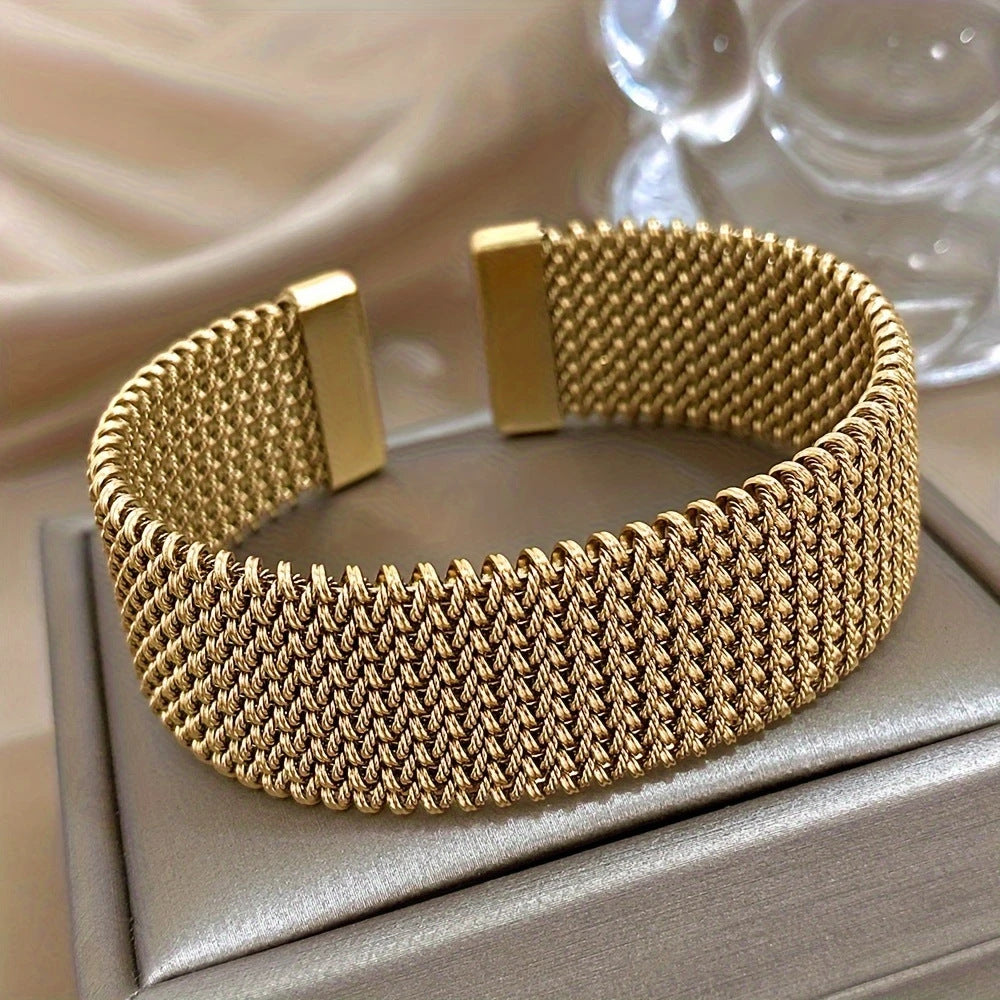 Women's Wire Embossed Titanium Steel Bracelet