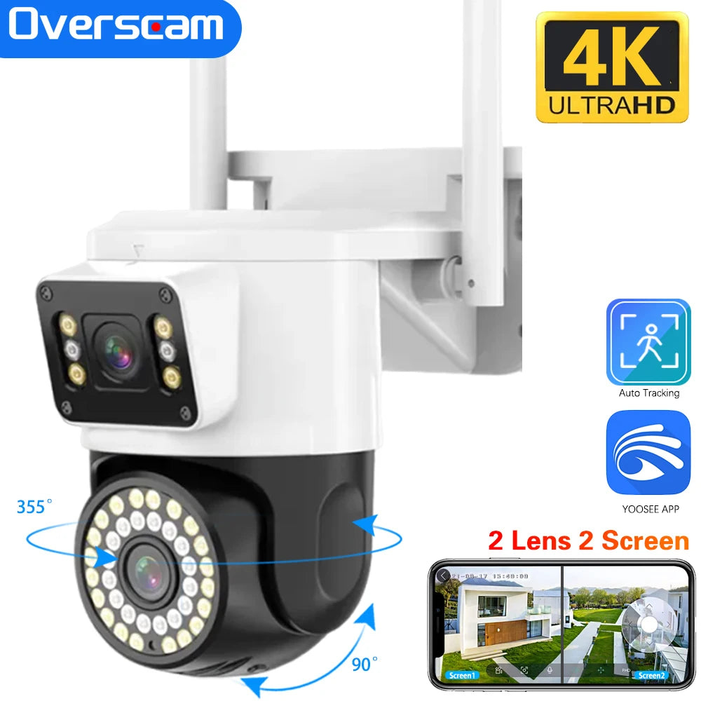 4K 8MP Camera Yoosee PTZ WIFI Cameras Dual Lens Two-Way Audio Auto Tracking Outdoor Security Surveillance IP Camera Wireless P2P