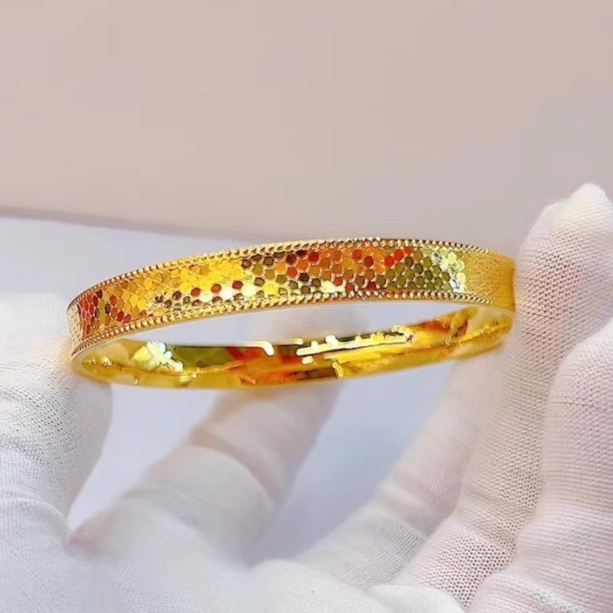 Dragon Scale Texture Bracelet Female Concave-convex Bright Surface Printed Scale Solid Bracelet