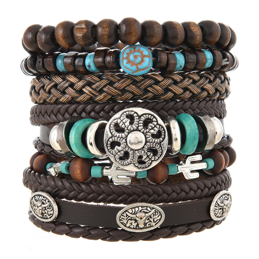 Bullhead Hand-woven Multi-layer Elastic String Men's Bracelet