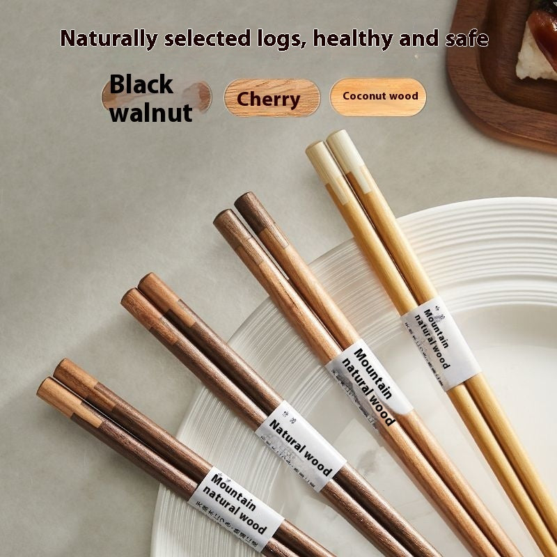 Creative Japanese High-end Solid Wood Chopsticks Black Walnut Pointed Home Non-slip