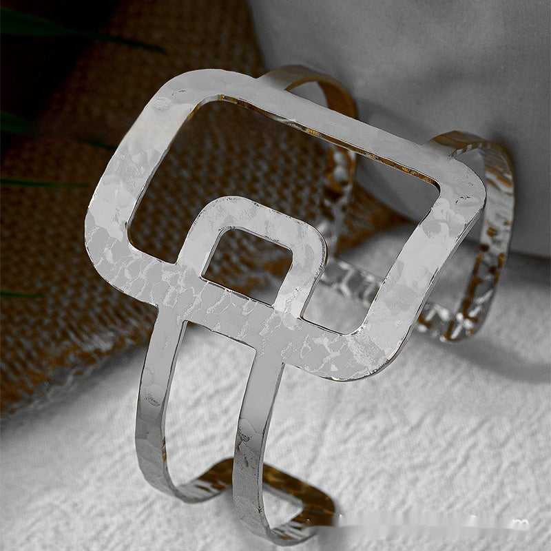 Square Hollow Splicing Open-ended Bracelet