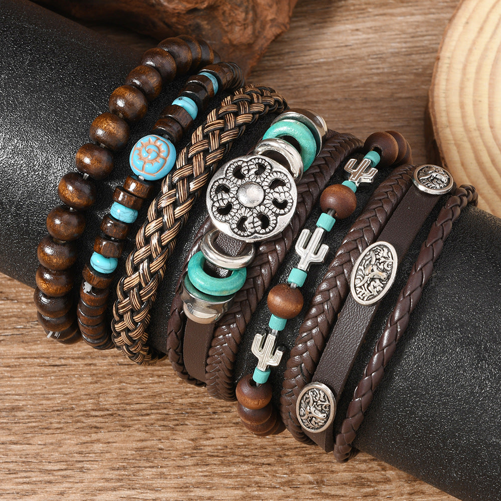 Bullhead Hand-woven Multi-layer Elastic String Men's Bracelet