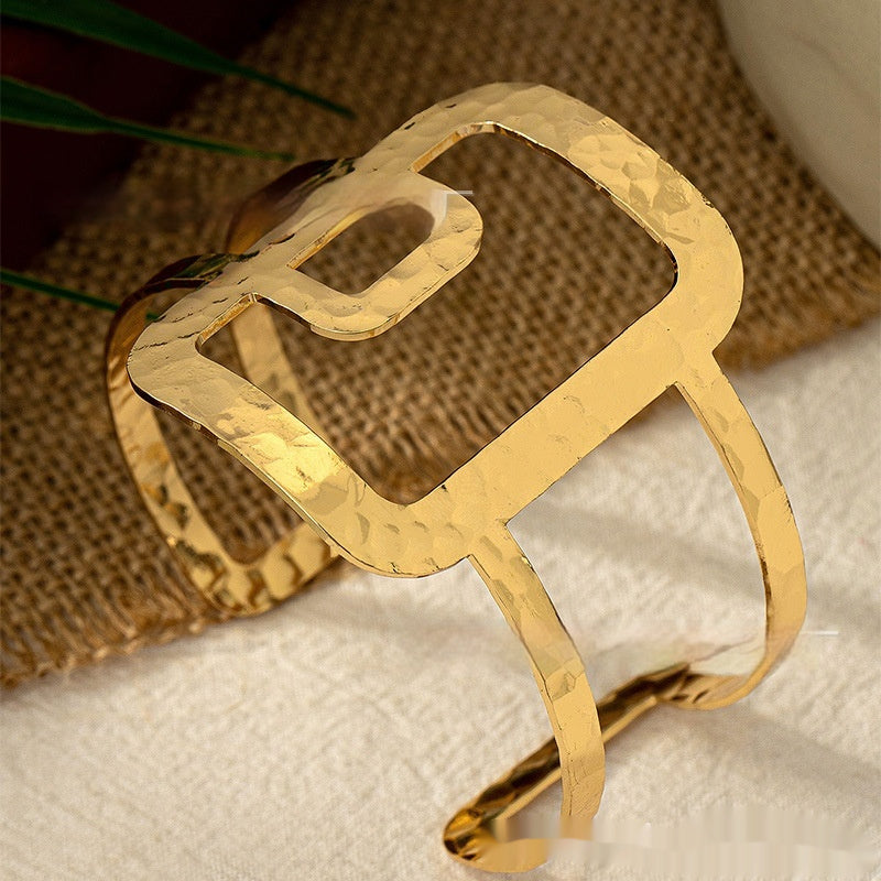 Square Hollow Splicing Open-ended Bracelet
