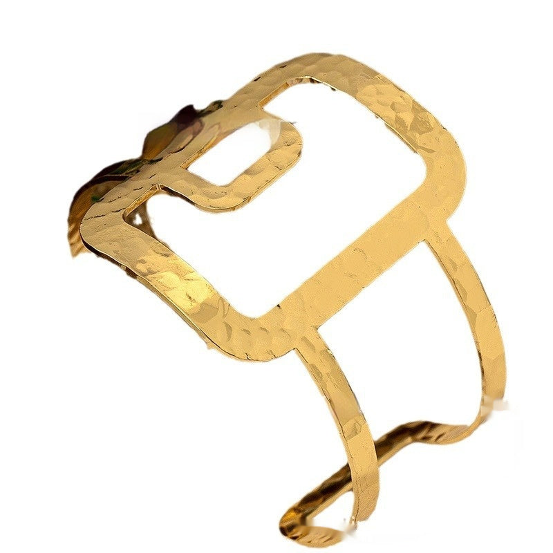 Square Hollow Splicing Open-ended Bracelet