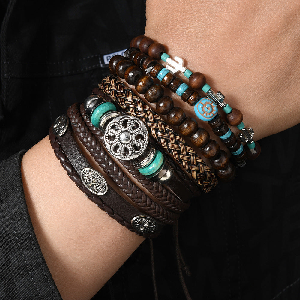 Bullhead Hand-woven Multi-layer Elastic String Men's Bracelet